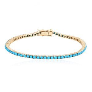Azure Line 18K Yellow Gold Turquoise Tennis Bracelet
